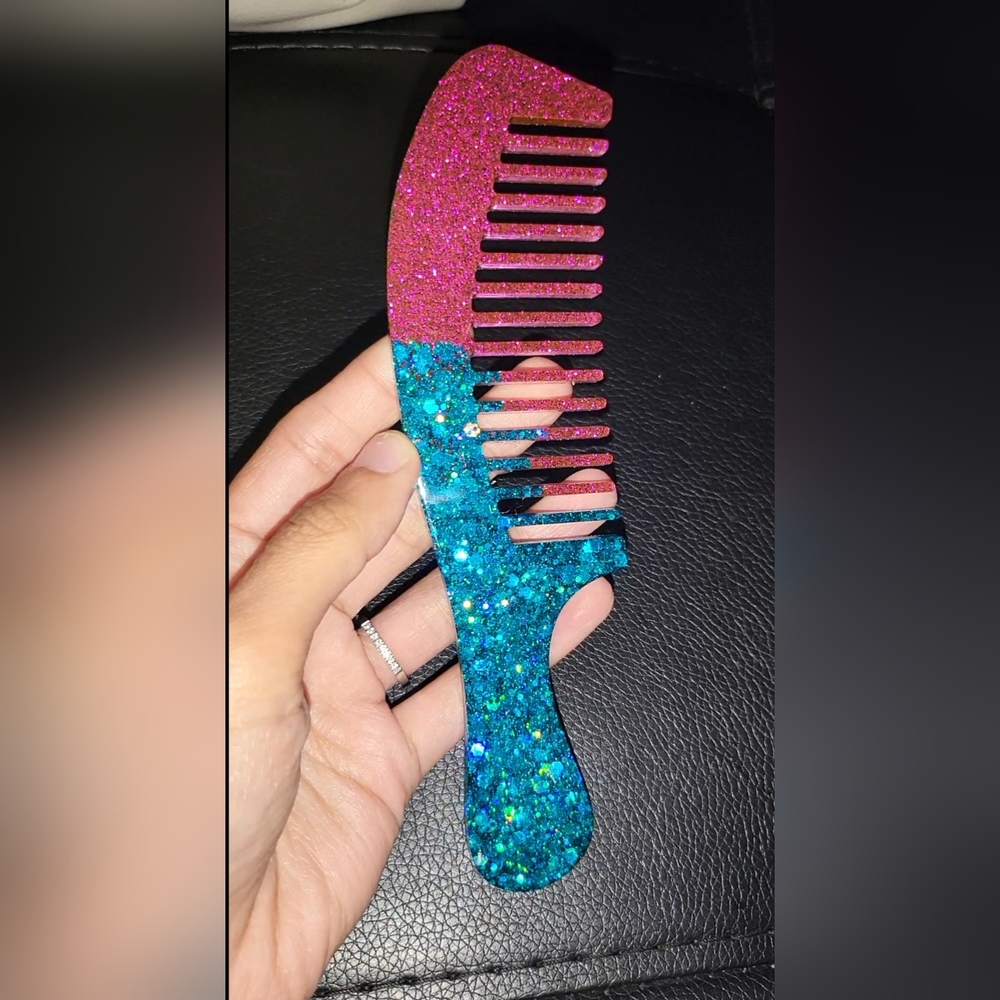 Pink/blue glitter Hair comb
